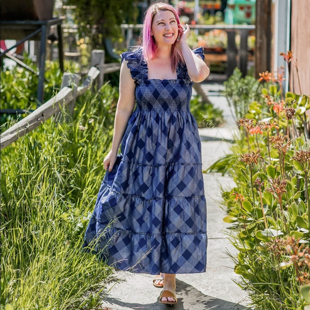 HILL HOUSE Ellie Nap Dress - Navy Glitter Check - Picture 2 of 6